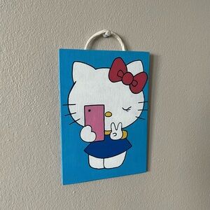 Hello Kitty Blue & Pink Acrylic Painting